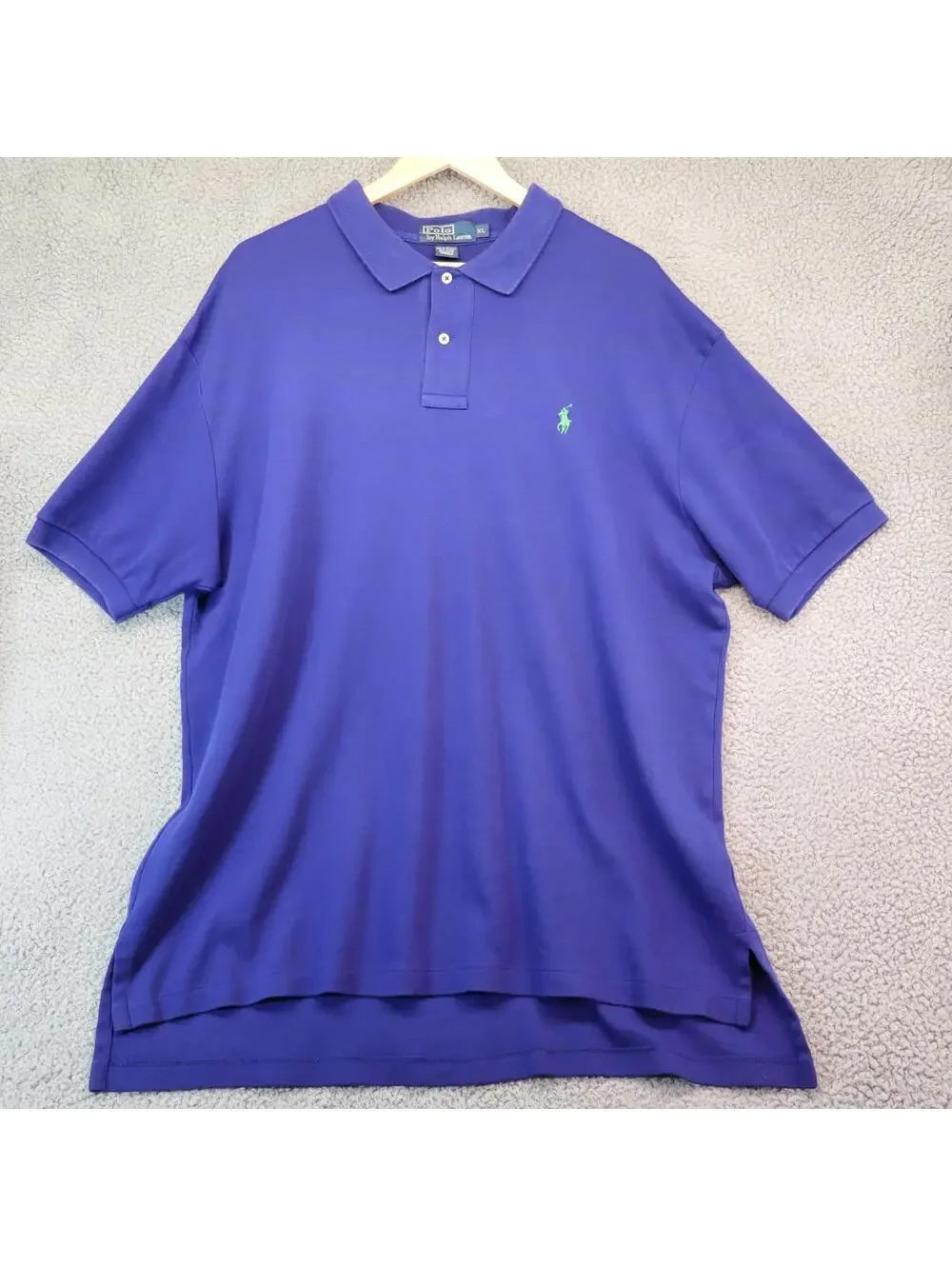 Polo Ralph Lauren Shirt XL Blue - Green Pony Golf Vtg Cotton